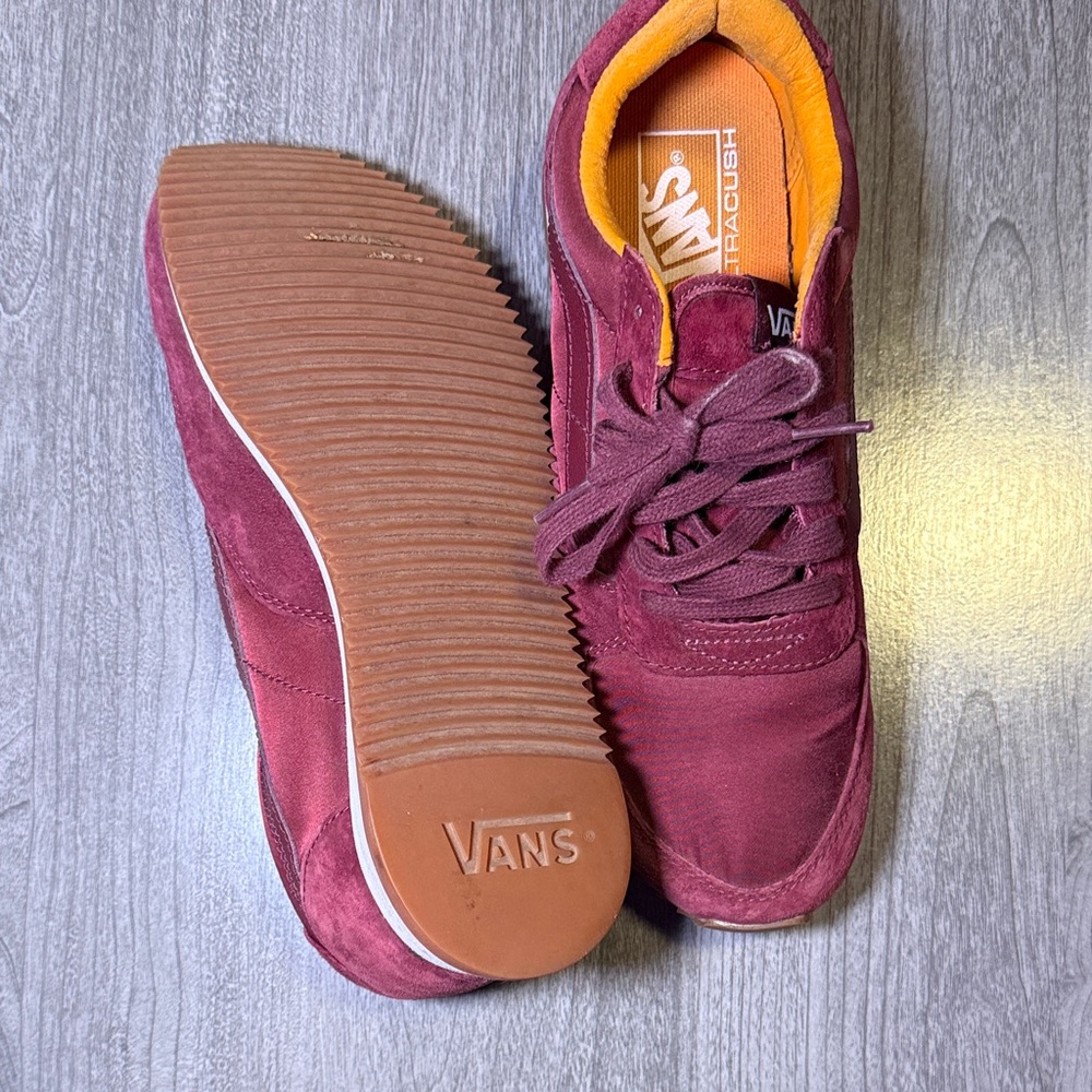 Vans Burgundy Suede Sneakers with Orange Interior - Picture 3 of 6
